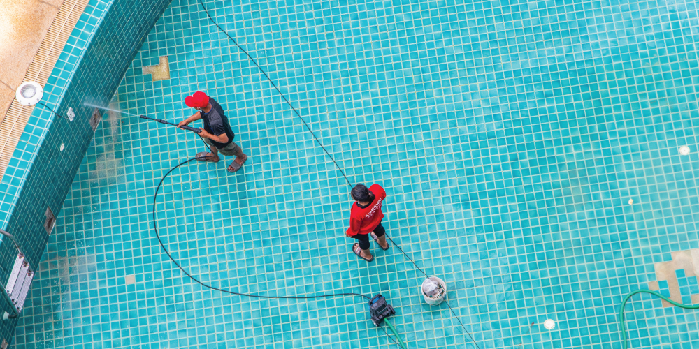 pool renovation workers